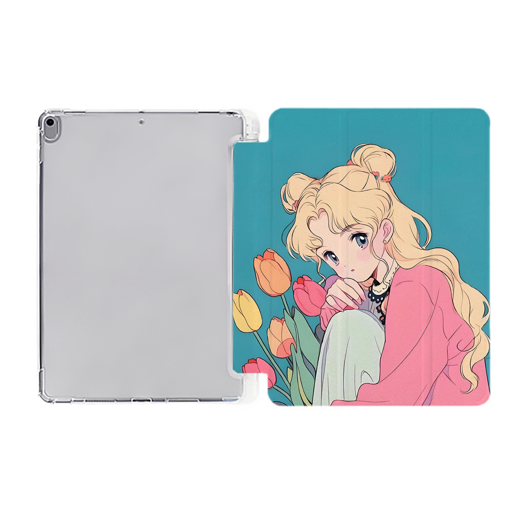 （画像用） 美少女戦士セーラームーン Sailor Moon IPad ケース ペン収納付き 三つ折りスタンド PUレザー×シリコン 対応機種9.5/10.5/10.9インチ